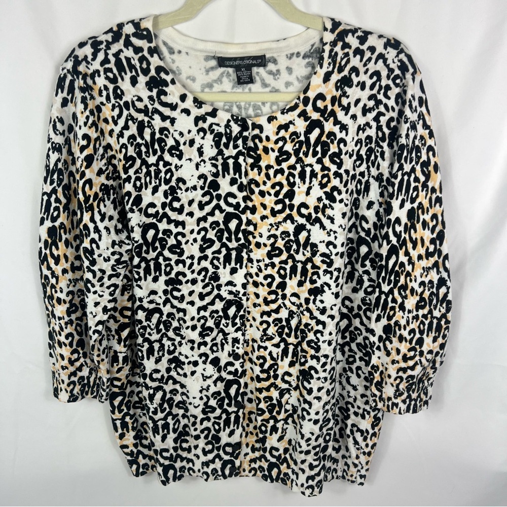Charter Club Women's Leopard Print Cardigan Top - Black, White, Tan